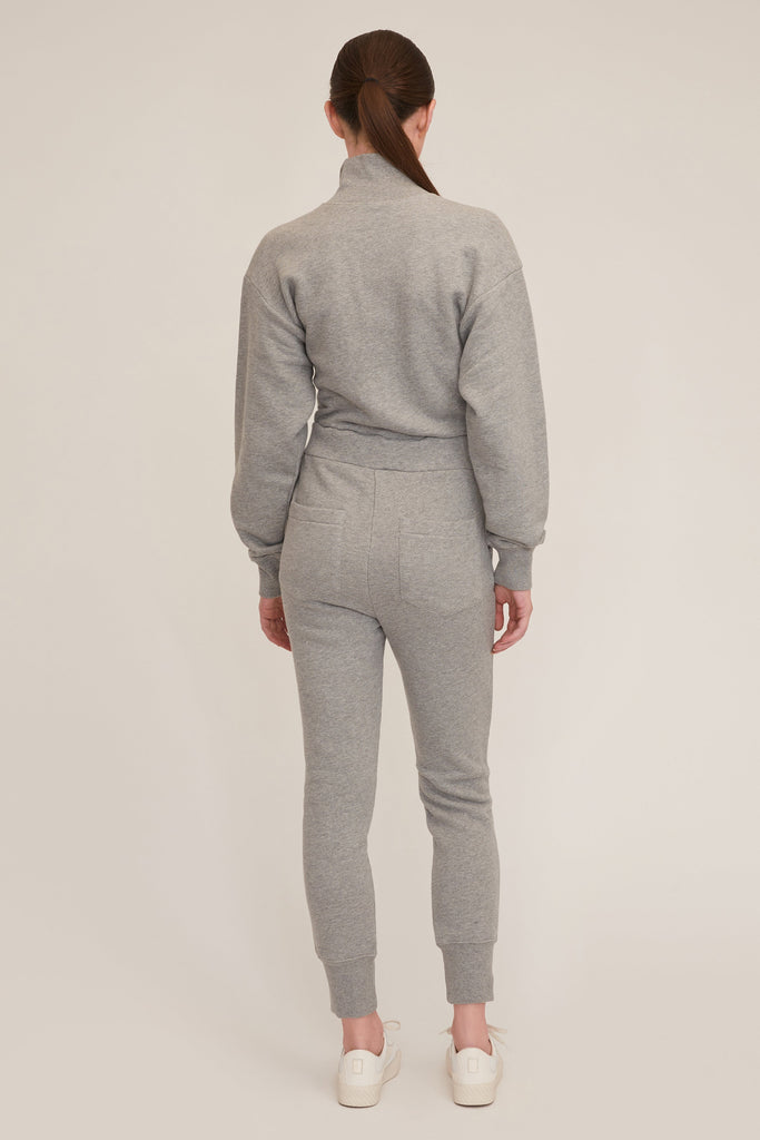 Red-Eye French Terry Zip Front Jumpsuit in Heather Grey | MARISSA WEBB