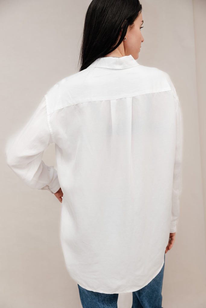 Davie Washed Cupro Button Down in White