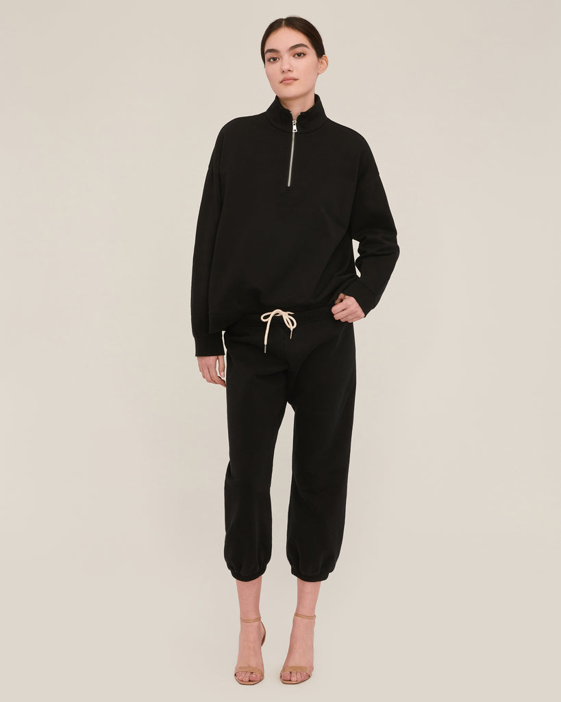 Teagan Quarter Zip Sweatshirt in Black | MARISSA WEBB