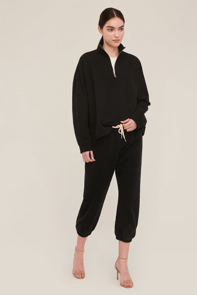 Teagan Quarter Zip Sweatshirt in Black | MARISSA WEBB