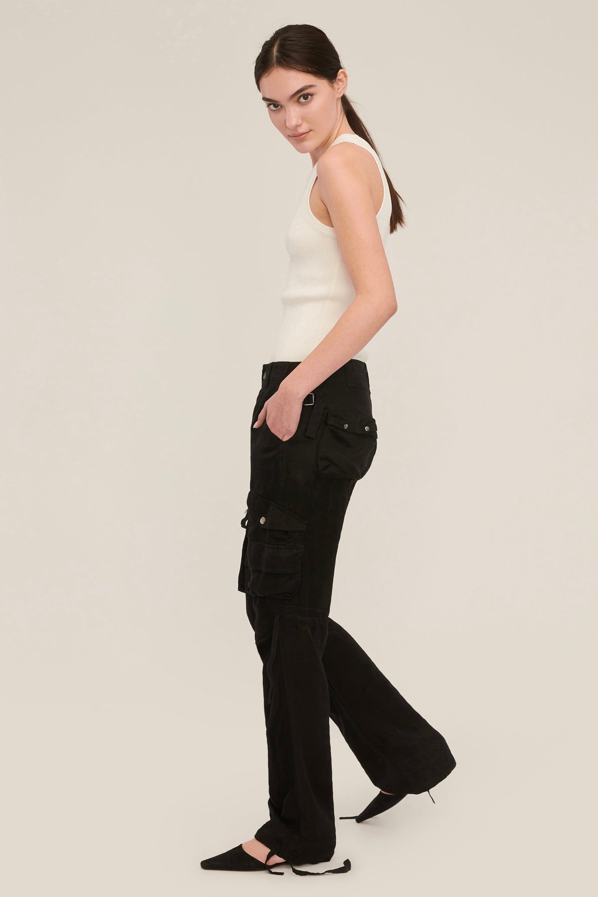 Jackson Low Rise Washed Cargo Pant in Soot | MARISSA WEBB