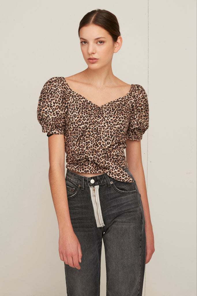Diane Lightweight Canvas Leopard Print Top
