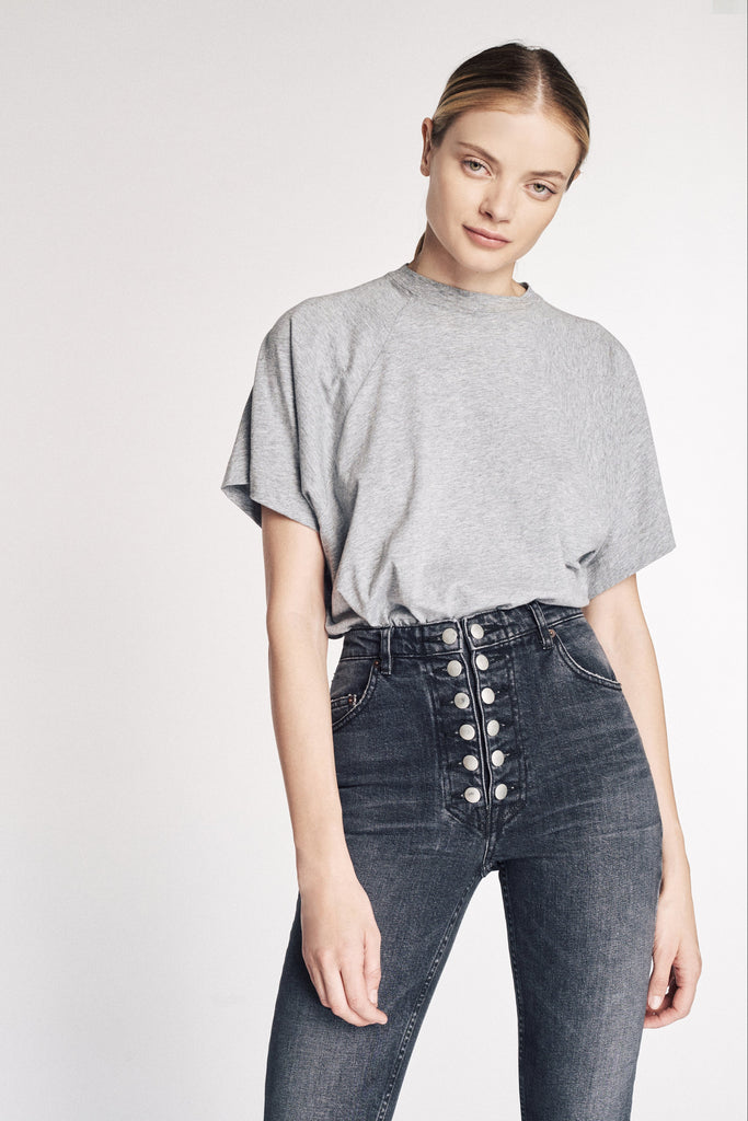 So Uptight Cropped Raglan Crew in Heather Grey