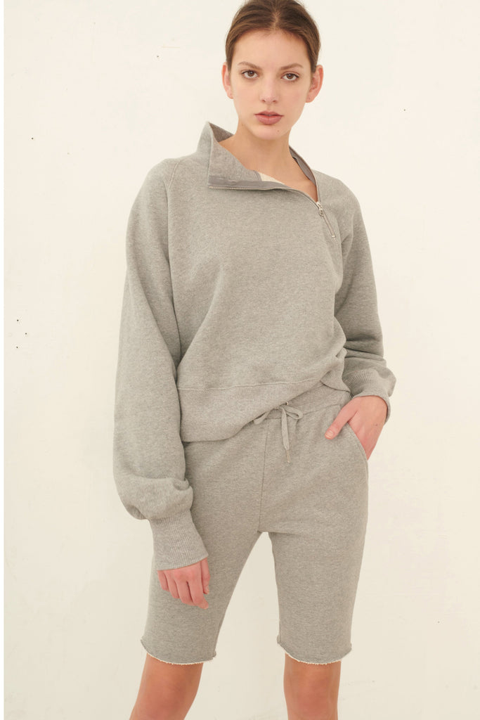 So Uptight Funnel Neck Zip Sweatshirt_Heather Grey_Lookbook