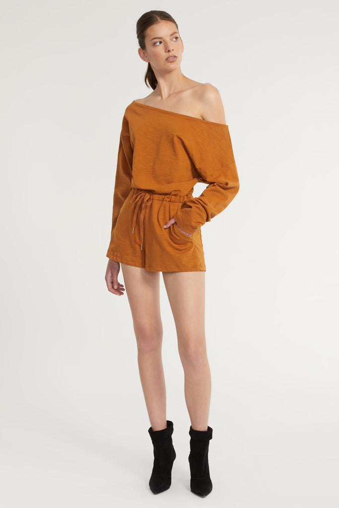 Marlo Drop Shoulder Knit Romper in Topaz