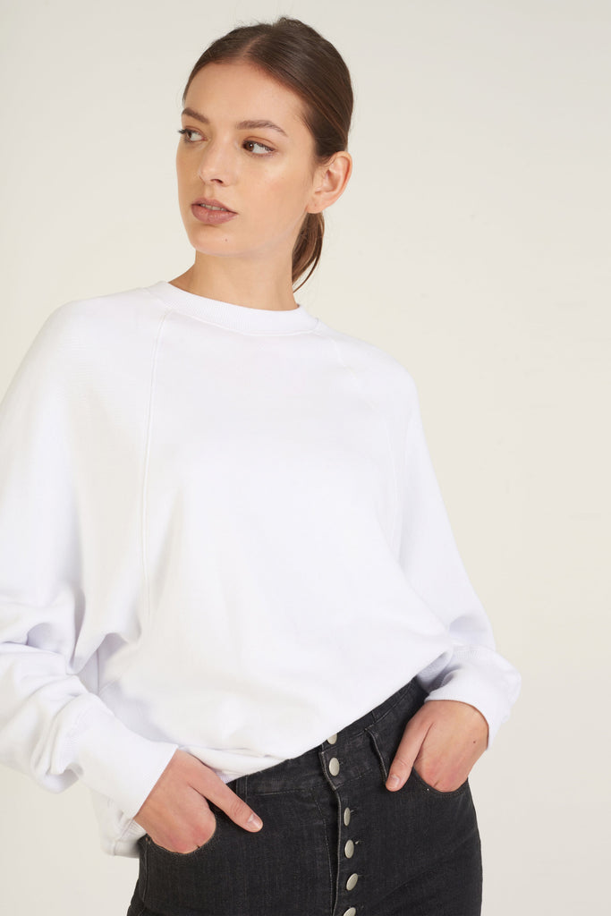 So Uptight Drop Raglan French Terry Sweatshirt in White