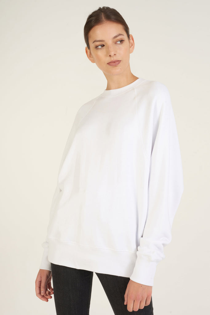 So Uptight Drop Raglan French Terry Sweatshirt in White