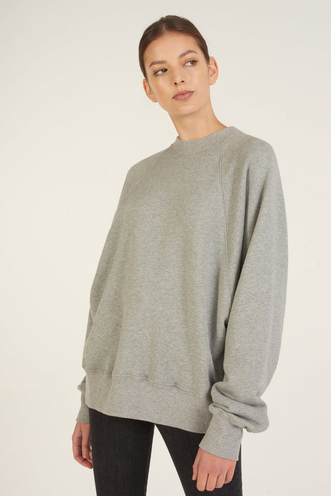 So Uptight Drop Raglan French Terry Sweatshirt in Heather Grey