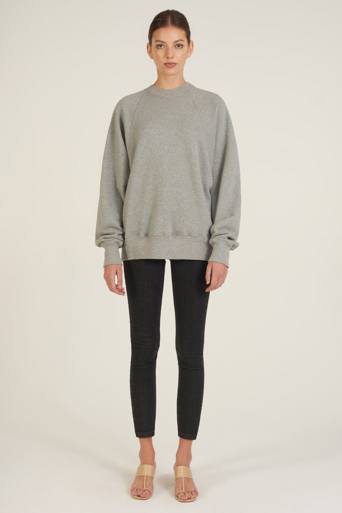 So Uptight Drop Raglan French Terry Sweatshirt in Heather Grey