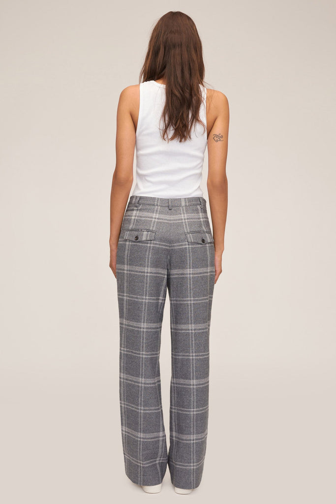 Theo Steel Plaid Double Waist Trouser | MARISSA WEBB